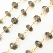 Smoky Quartz Gold Plated 925 Sterling Silver Wire Chain